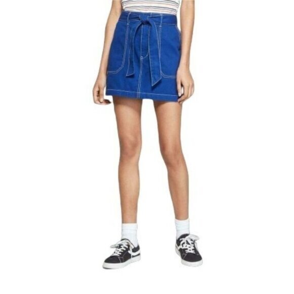 WILD FABLE Women's Belted Contrast Stitch‎ Utility Skirt - Picture 2 of 9